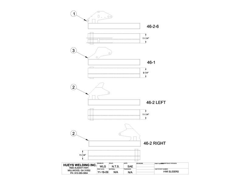 Wing Model 46-2 Standard Slider Assembly Schematic