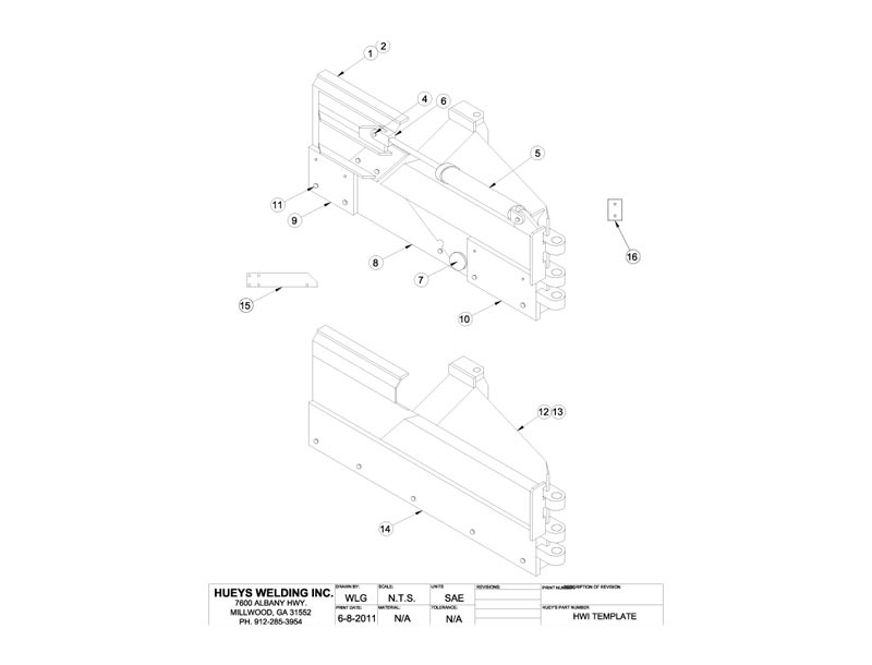 Wing Model 46-6-2 Articulating Template Schematic